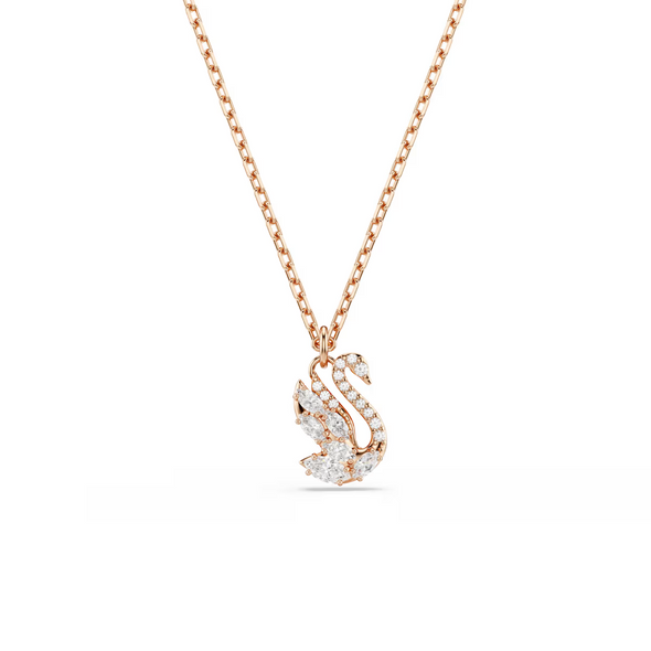 SWAROVSKI SWAN PENDANT WHITE ROSE GOLD - ACCESSORIES JEWELRY NECKLACE - 5738203