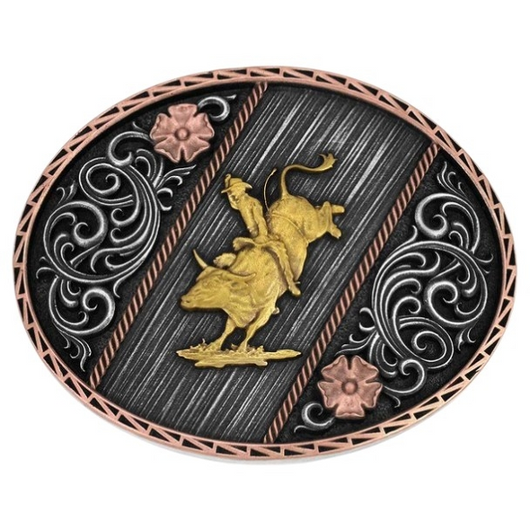 ATTITUDE BY MONTANA SILVERSMITHS TRI COLOR RODEO - ACC BUCKLE  - A1086P