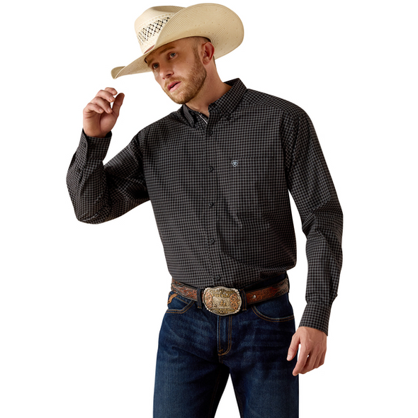 ARIAT PRO TRISTON  BLACK PLAID - MENS SHIRT  - 10071038