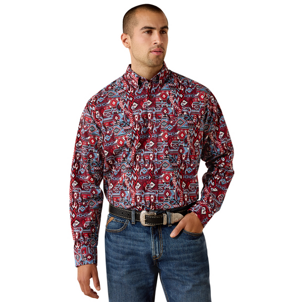 ARIAT TRAPPER CLASSIC MAROON BANNER - MENS SHIRT  - 10071608