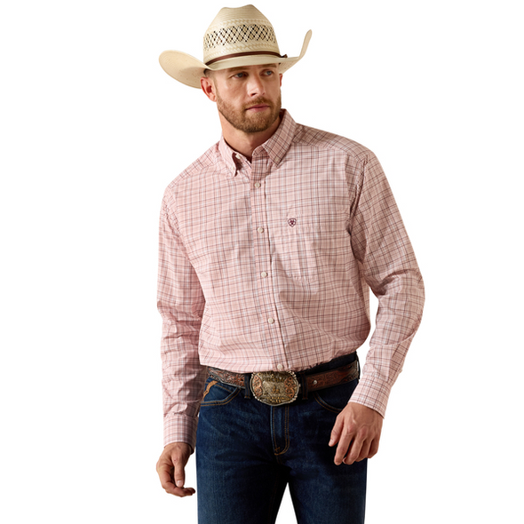 ARIAT PRO THEODEN PEACH PLAID - MENS SHIRT  - 10071584