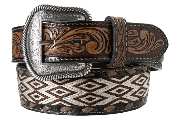 NOCONA DIAMOND EMBOROIDERED BROWN - ACCESSORIES BELT MEN - N210010202