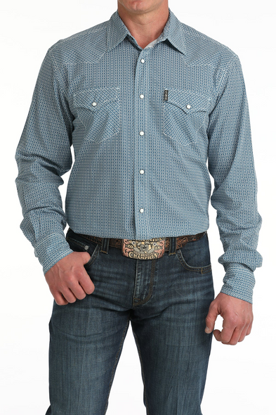CINCH BLUE MODERN FIT SNAP PRINT - MENS SHIRT  - MTW1303102