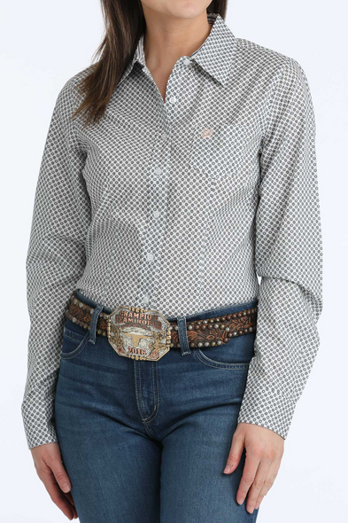 CINCH WHITE GEOMETRIC PRINTED - LADIES SHIRT  - MSW9164265