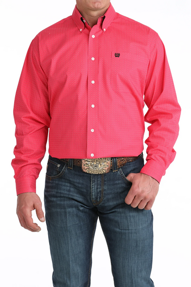 CINCH PINK STRETCH GEOMETRIC PRINT - MENS SHIRT  - MTW1106045