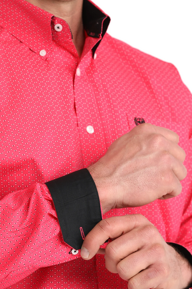 CINCH PINK STRETCH GEOMETRIC PRINT - MENS SHIRT  - MTW1106045