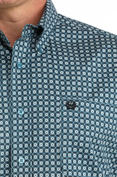 CINCH BLUE GEOMETRIC PRINT - MENS SHIRT  - MTW1106049
