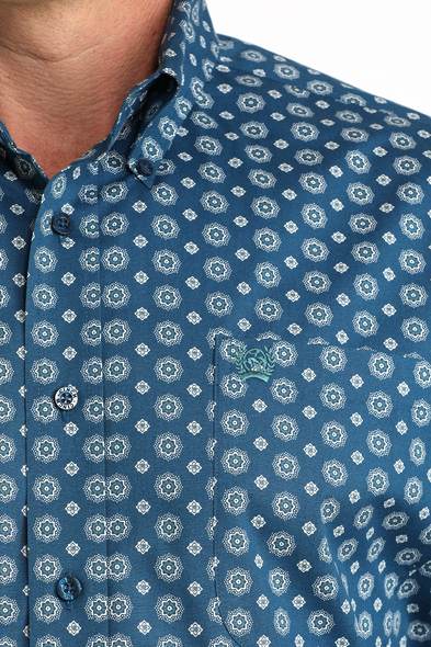 CINCH BLUE STRETCH GEOMETRIC - MENS SHIRT  - MTW1106054
