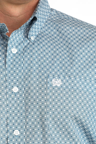 CINCH BLUE GEOMETRIC PRINT - MENS SHIRT  - MTW1111501