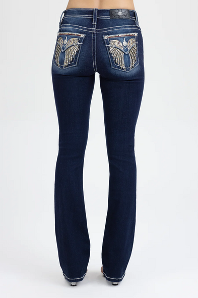 MISS ME ANGEL WINGS MID RISE BOOT CUT - LADIES JEANS  - M5082B226V