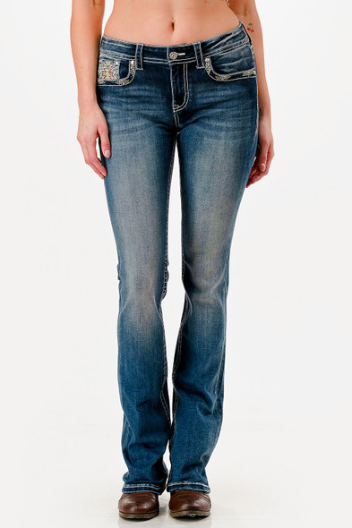 GRACE IN LA 430 AZTEC EMBROIDERY - LADIES JEANS  - EB81810