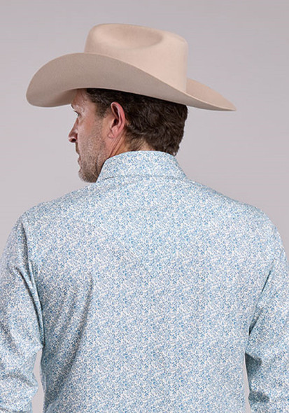 STETSON BLUE VICTORIAN FLORAL PRINT - MENS SHIRT  - 11-001-0425-2038BU