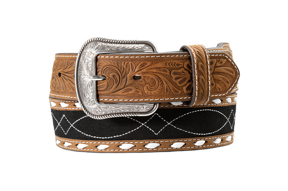 3-D BELT ROUGH INLAY BLACK & BROWN - ACCESSORIES BELT MEN - D1000207107