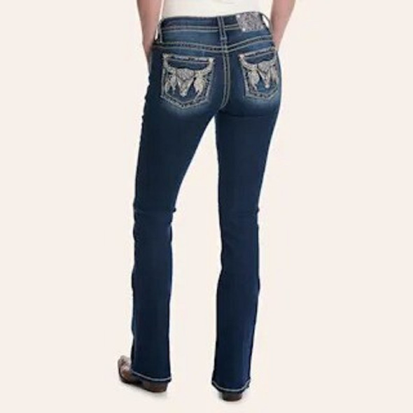 MISS ME MID RISE BOOT CUT SKULL - LADIES JEANS  - M9677BV