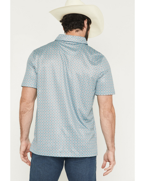 PANHANDLE SLIM TURQUOISE MEDALLION PRINT - MENS POLO  - TM51T08199