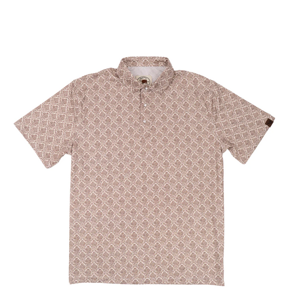 LAZY J RANCH WEAR BROWN PERFORMANCE PRINT - MENS POLO  - LJ-2563