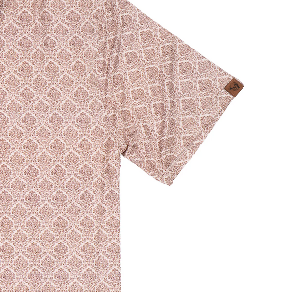 LAZY J RANCH WEAR BROWN PERFORMANCE PRINT - MENS POLO  - LJ-2563