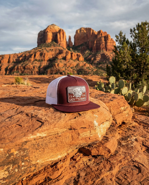 LAZY J RANCH WEAR MAROON & WHITE RED ROCK - HATS CAP  - MARWHT4-REDRK
