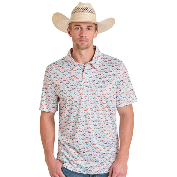 ROCK & ROLL CACTUS PRINT - MENS POLO  - TM51T08203