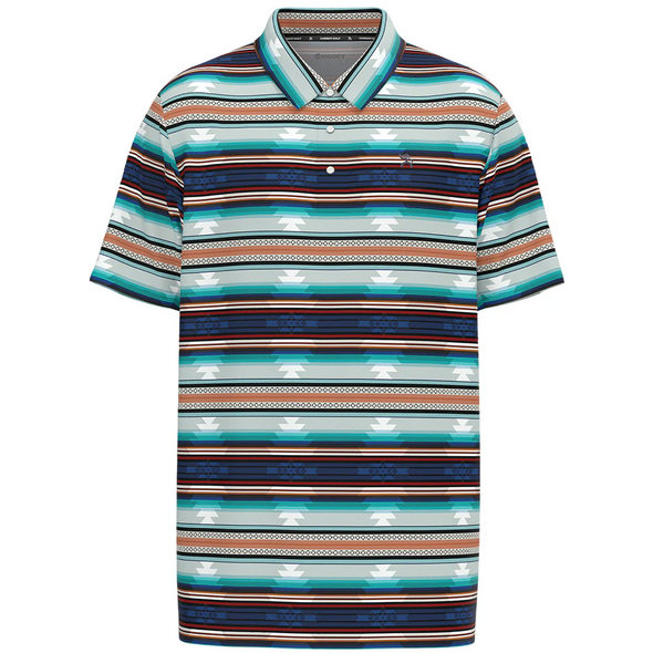 HOOEY RED / BLUE STRIPE AZTEC PATERN - MENS POLO  - HP2602AZBK