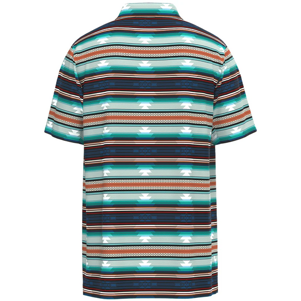 HOOEY RED / BLUE STRIPE AZTEC PATERN - MENS POLO  - HP2602AZBK