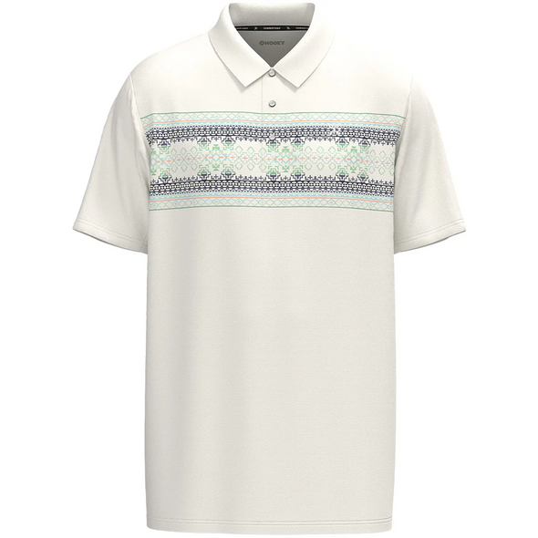 HOOEY GARDENIA AZTEC PRINT CREAM - MENS POLO  - HP2602CRAZ