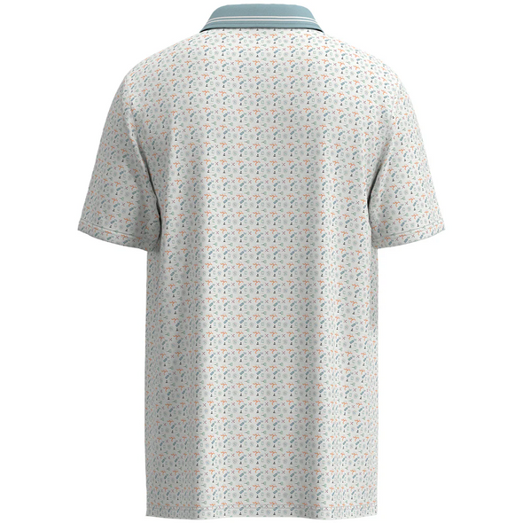 HOOEY WEEKENDER WHITE/BLUE PRINT - MENS POLO  - HP2601WHBL