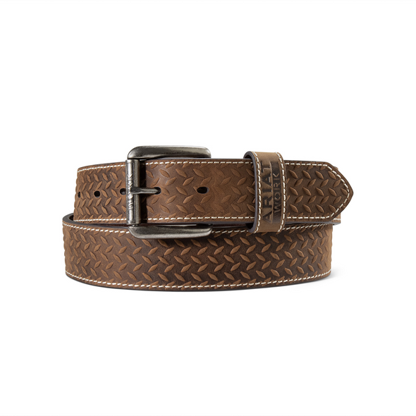 ARIAT DIAMOND PLATE EMBOSSED BROWN - ACCESSORIES BELT MEN - A1702044