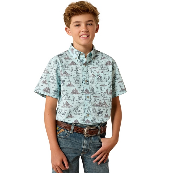 ARIAT PRATT BLUE GLOW PRINT - KIDS BOYS SHIRT - 10071677