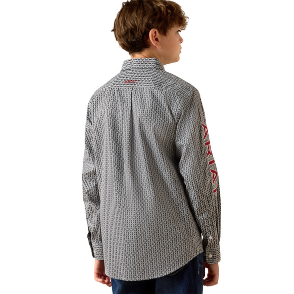 ARIAT TEAM WARD BLACK/WHITE PRINT - KIDS BOYS SHIRT - 10071689