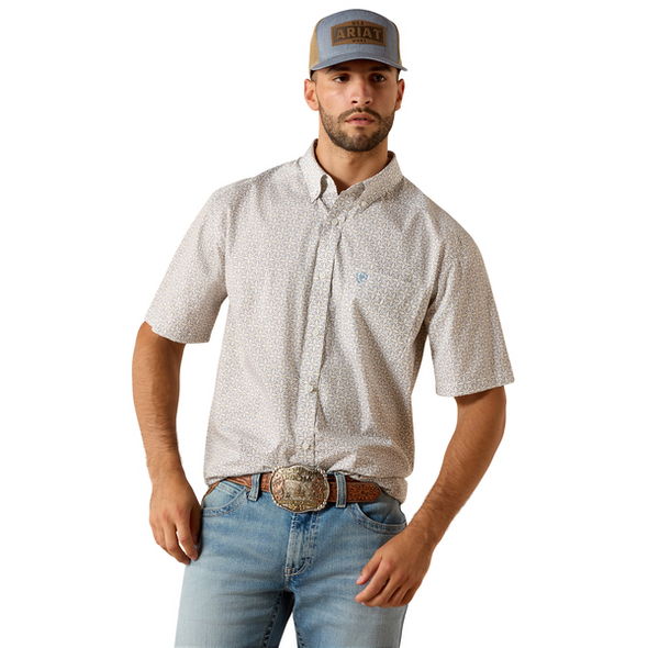 ARIAT WF CHRIS  WHITE GEO PRINT - MENS SHIRT  - 10071739
