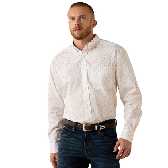 ARIAT WF CAL WHITE MEDALLION PRINT - MENS SHIRT  - 10071752