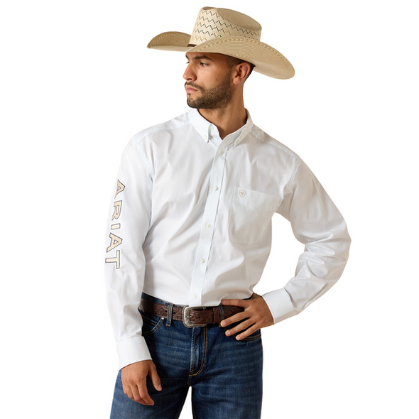 ARIAT TEAM LOGO TWILL WHITE KHAKI - MENS SHIRT  - 10071686