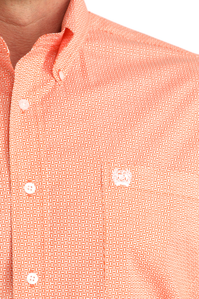 CINCH ORANGE GEOMETRIC PRINT - MENS SHIRT  - MTW1106058