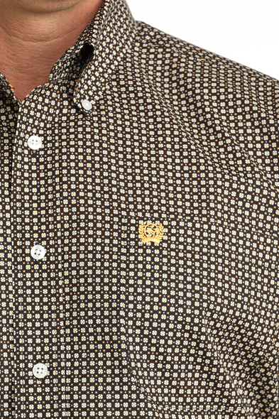 CINCH BROWN GEOMETRIC PRINT - MENS SHIRT  - MTW1111513
