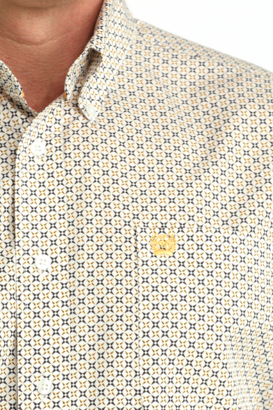 CINCH WHITE GEOMETRIC PRINT - MENS SHIRT  - MTW1106069