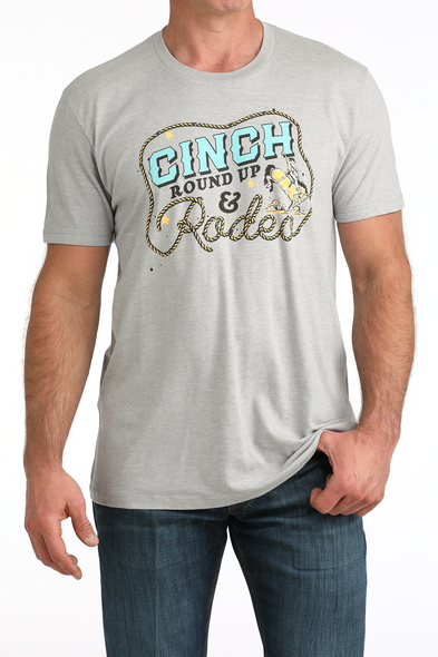 CINCH GREY ROUND UP & RODEO - MENS TEE  - MTT1690715