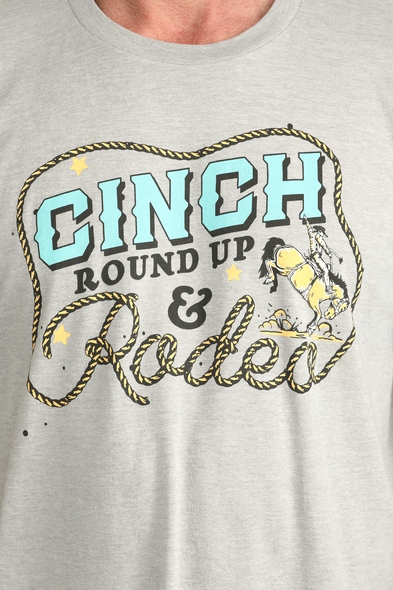 CINCH GREY ROUND UP & RODEO - MENS TEE  - MTT1690715