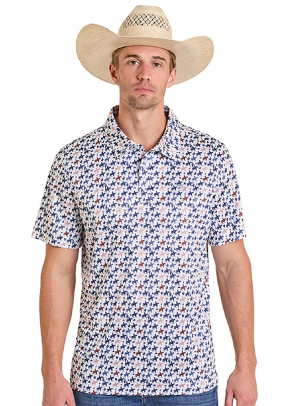 PANHANDLE SLIM WHITE HORSES SNAP PRINT - MENS POLO  - TM51T08218