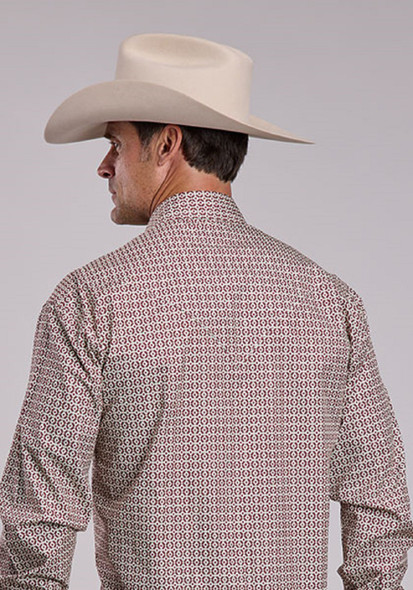 STETSON DIAMOND GEO PRINT RED - MENS SHIRT  - 11-001-0425-2006RE