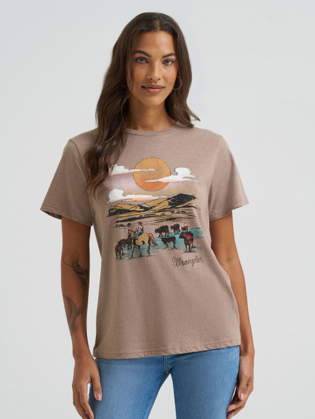WRANGLER DESERT TAUPE HEATHER PRINT - LADIES TEE  - 112375870