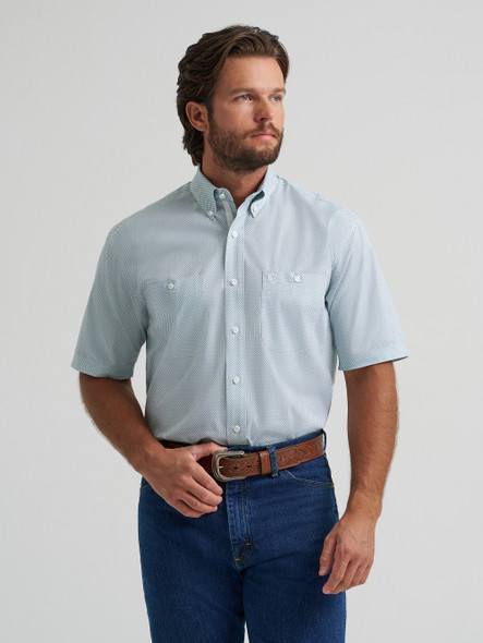 WRANGLER GEORGE STRAIT GREY/PINK PRINT - MENS SHIRT  - 112379022
