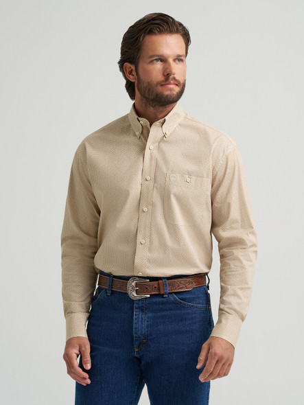 WRANGLER GEORGE STRAIT TAN GEO PRINT - MENS SHIRT  - 112379067