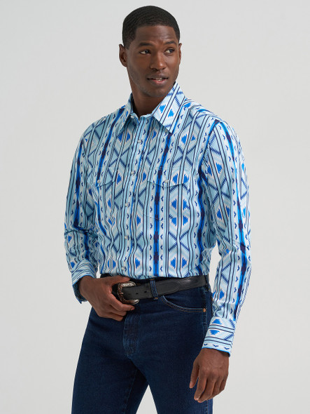 WRANGLER CHECOTAH CLASSIC BLUE PRINT - MENS SHIRT  - 112379225