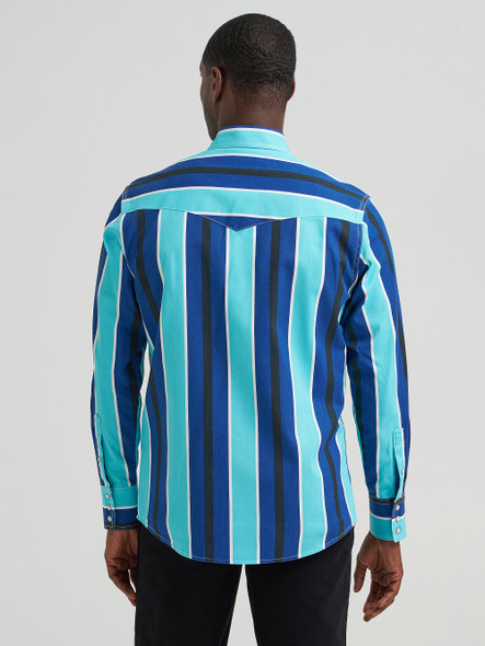 WRANGLER BRUSHHOPPER COBALT STORM PRINT - MENS SHIRT  - 112379229