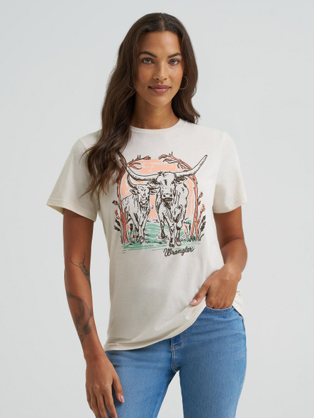 WRANGLER HIGHLAND COW SILVER BIRCH - LADIES TEE  - 112375871