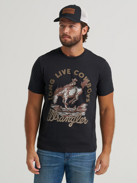 WRANGLER LONG LIVE COWBOYS JET BLACK - MENS TEE  - 112375763