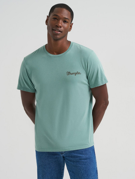 WRANGLER OIL BLUE COWBOY PRINT - MENS TEE  - 112375739