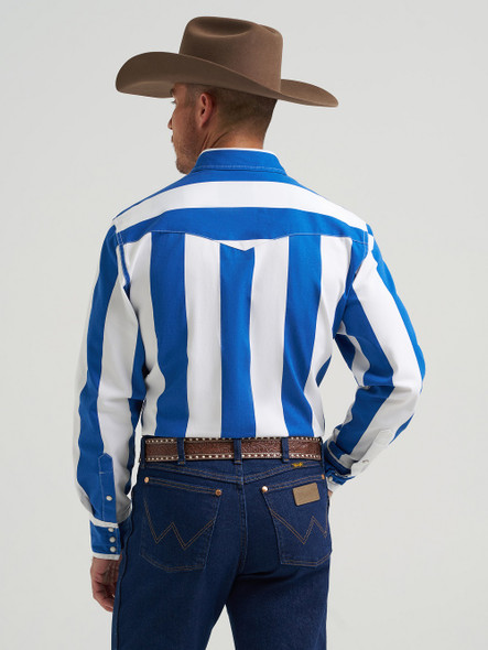 WRANGLER BRUSHPOPPER BIG BLUE STRIPE - MENS SHIRT  - 112375917