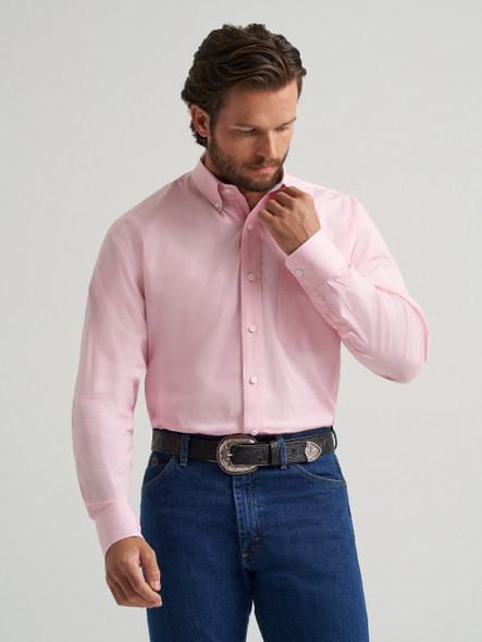 WRANGLER GEORGE STRAIT PINK SOLID - MENS SHIRT  - 112379046